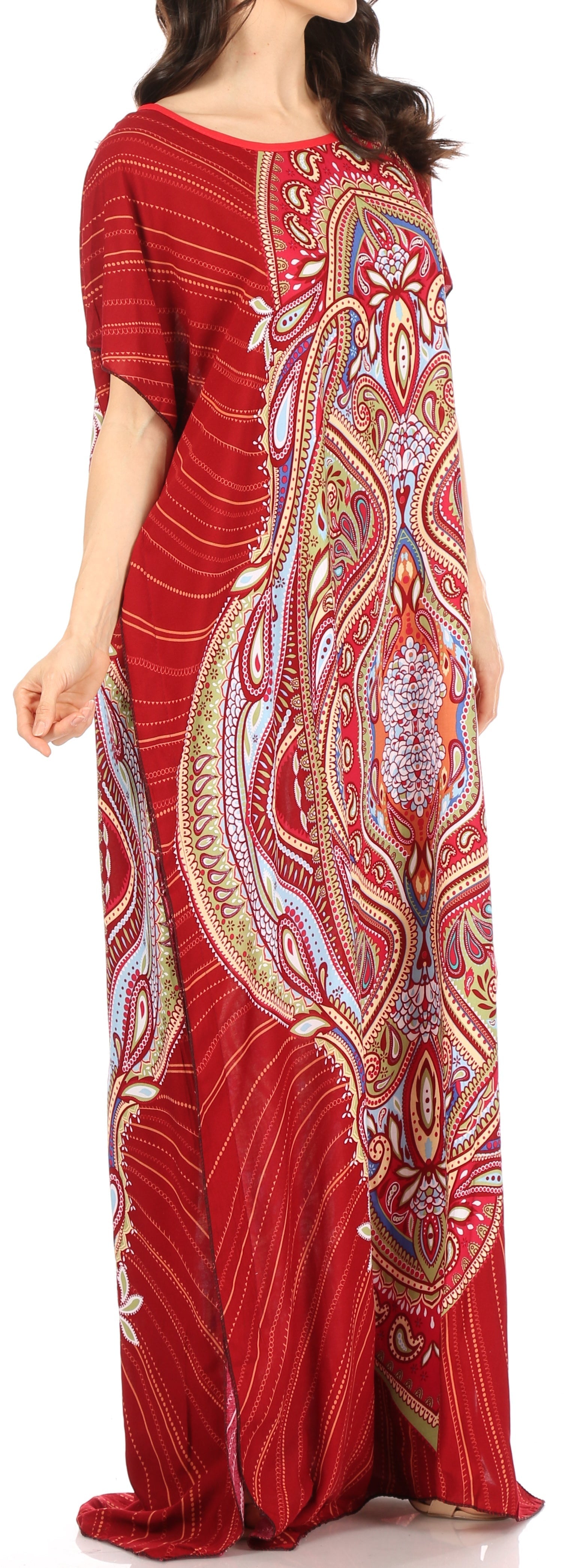 Sakkas Aggy Womens Dashiki African Print Caftan Dress Maxi Boho Hippie Colorful - Concordia Style Boutique