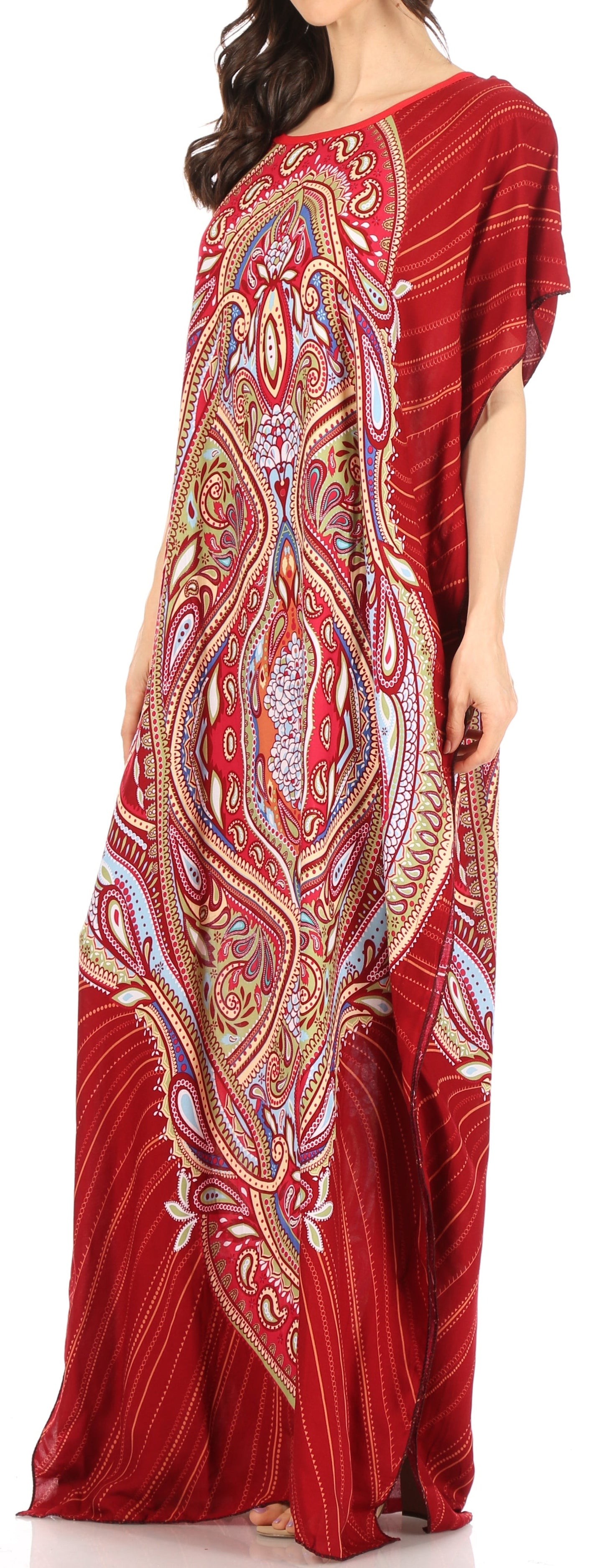 Sakkas Aggy Womens Dashiki African Print Caftan Dress Maxi Boho Hippie Colorful - Concordia Style Boutique