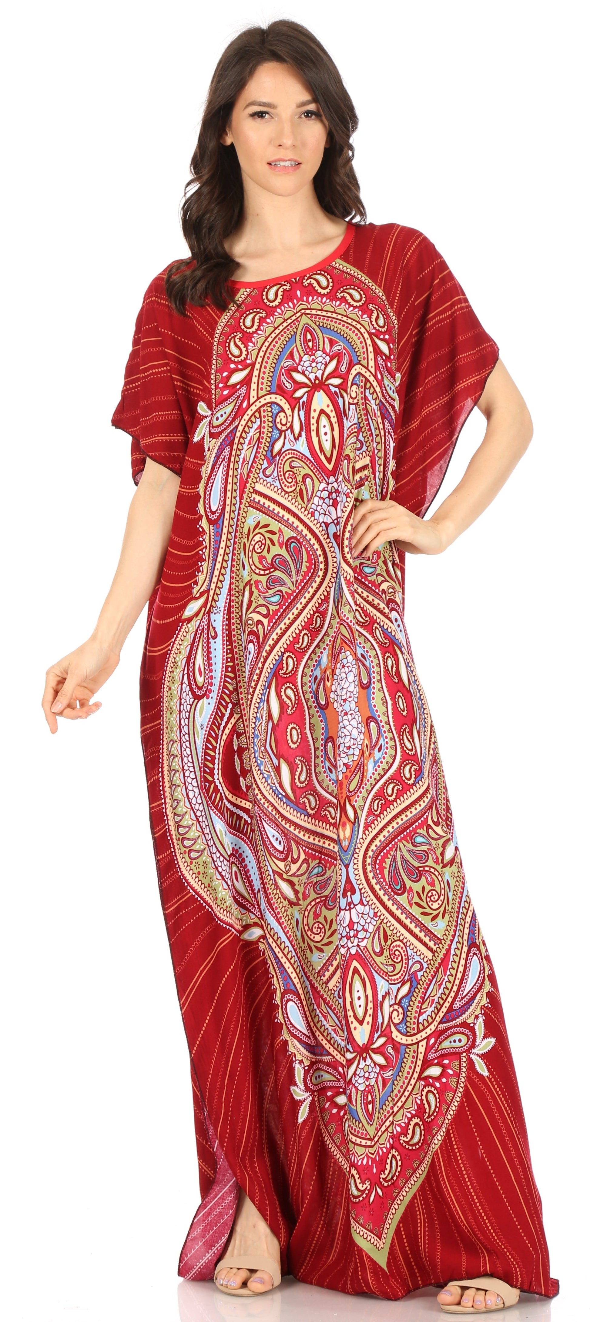 Sakkas Aggy Womens Dashiki African Print Caftan Dress Maxi Boho Hippie Colorful - Concordia Style Boutique
