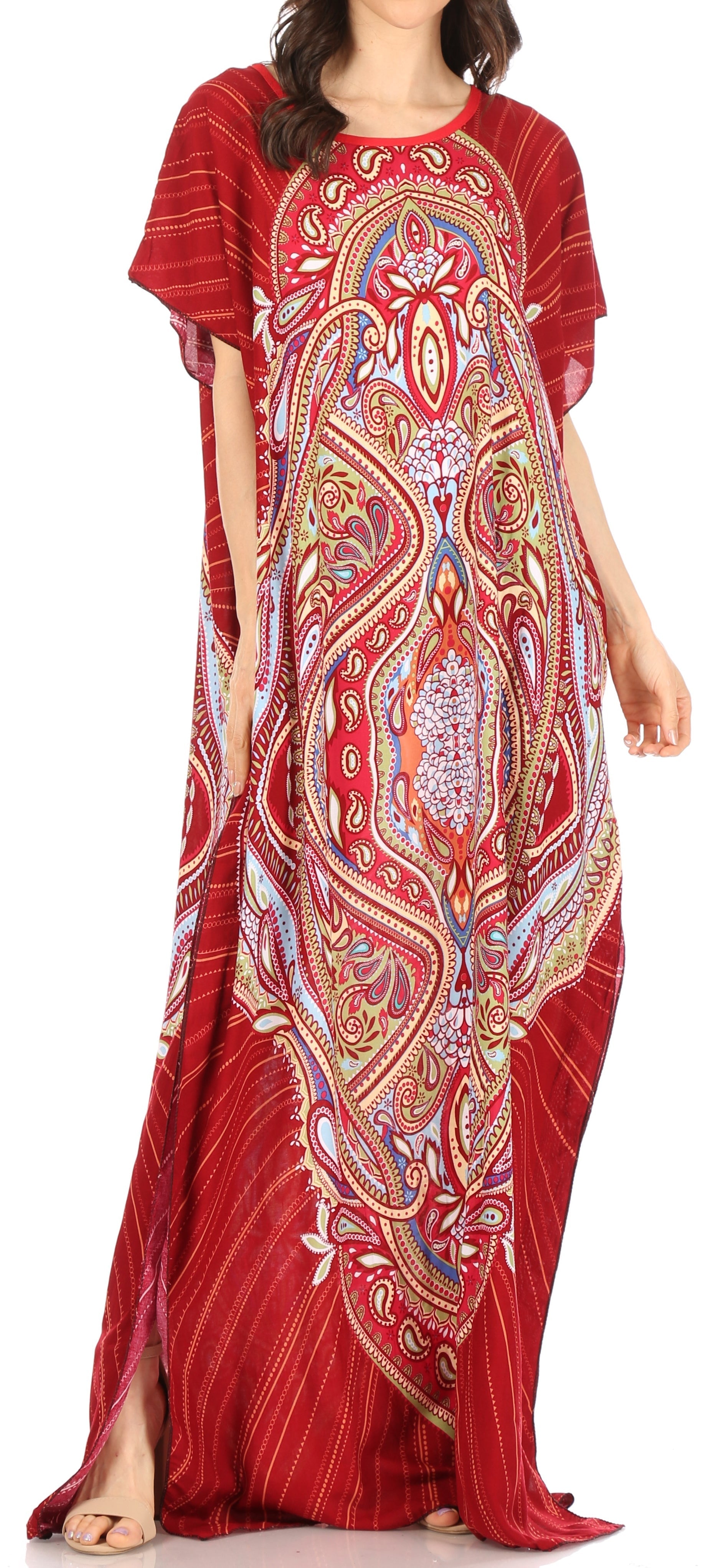 Sakkas Aggy Womens Dashiki African Print Caftan Dress Maxi Boho Hippie Colorful - Concordia Style Boutique