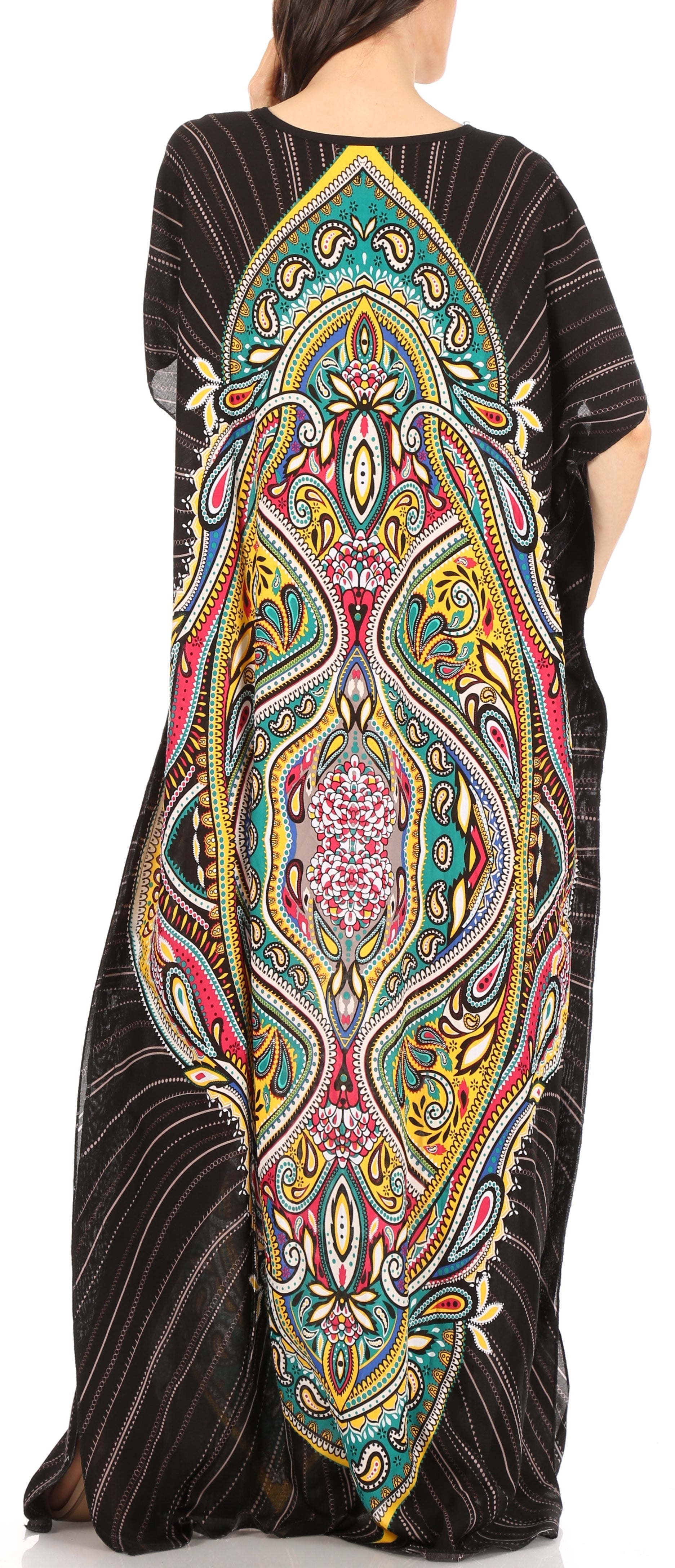 Sakkas Aggy Womens Dashiki African Print Caftan Dress Maxi Boho Hippie Colorful - Concordia Style Boutique