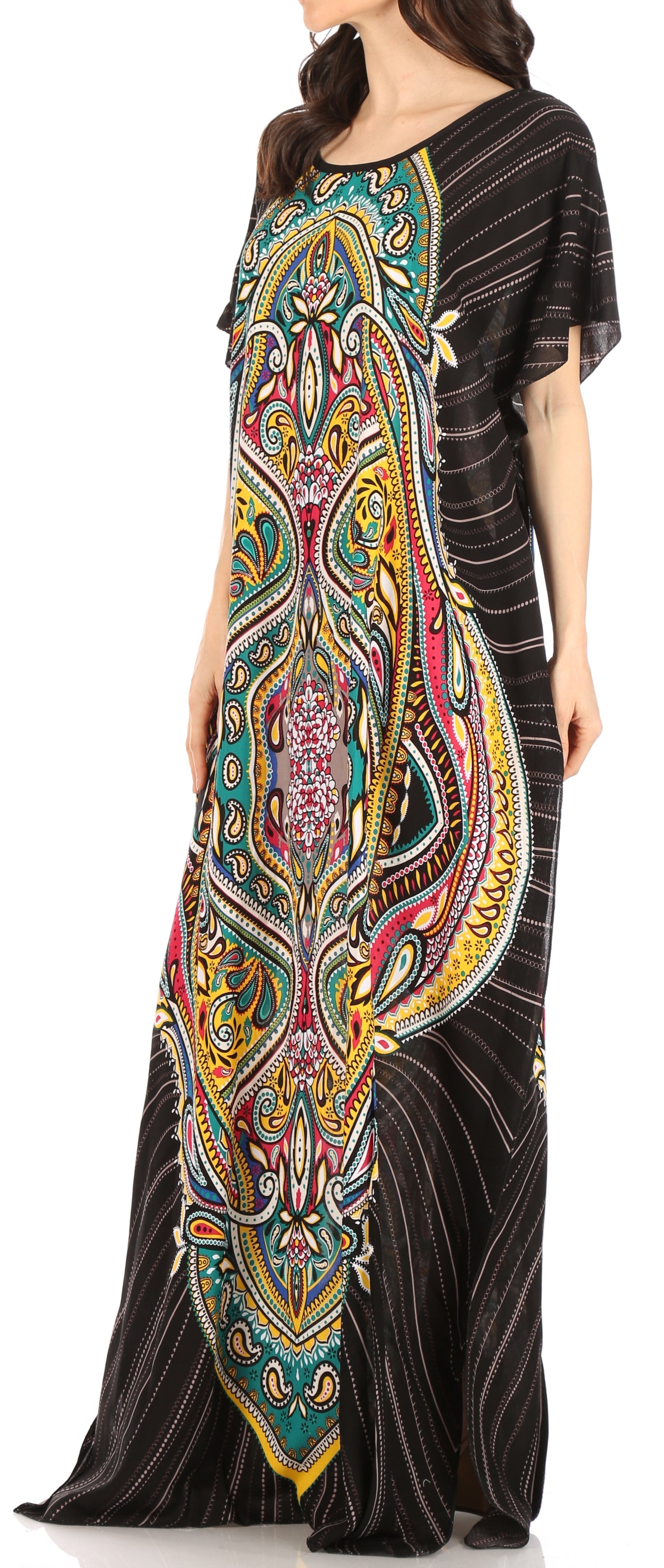 Sakkas Aggy Womens Dashiki African Print Caftan Dress Maxi Boho Hippie Colorful - Concordia Style Boutique