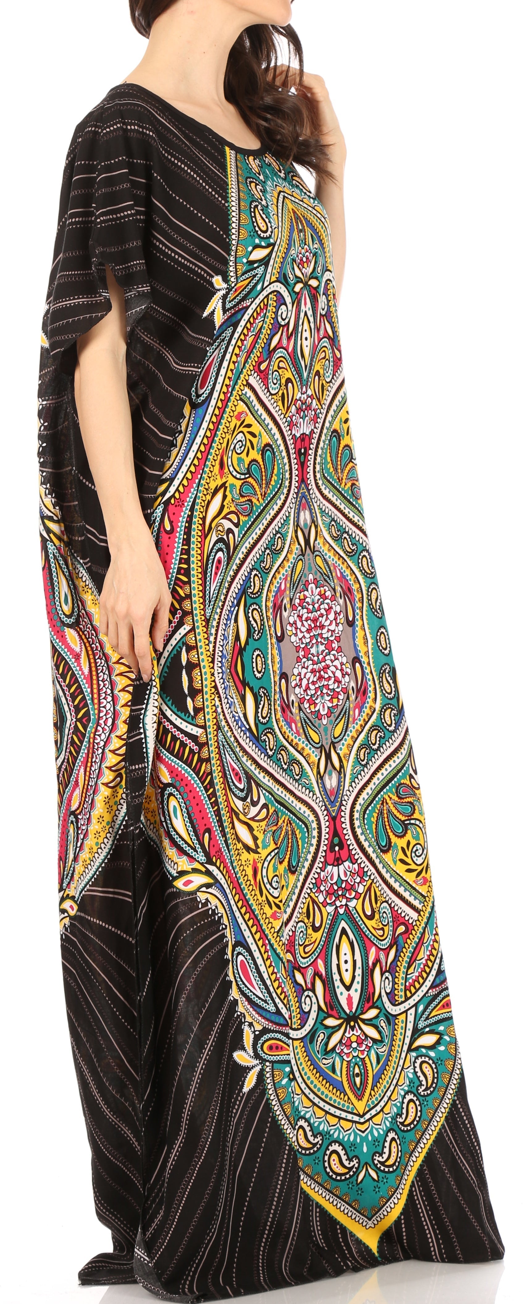 Sakkas Aggy Womens Dashiki African Print Caftan Dress Maxi Boho Hippie Colorful - Concordia Style Boutique