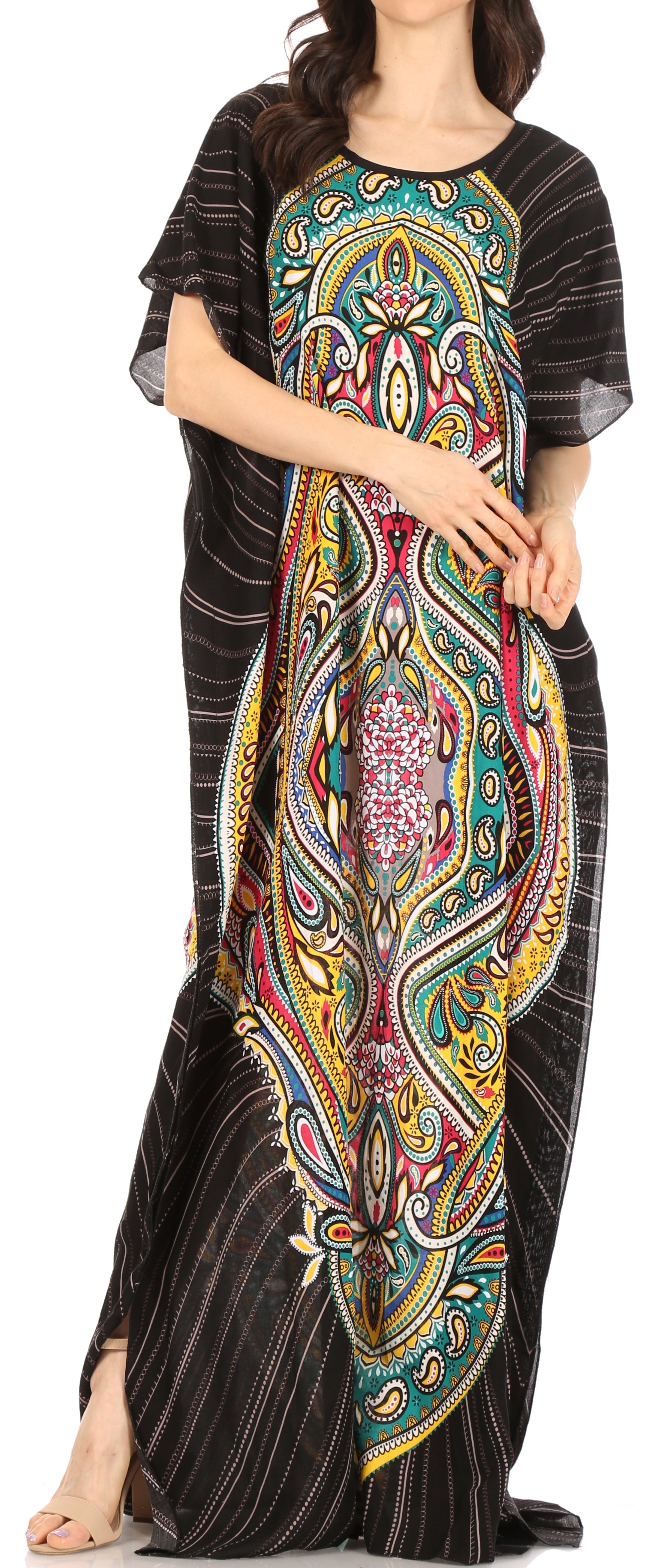 Sakkas Aggy Womens Dashiki African Print Caftan Dress Maxi Boho Hippie Colorful - Concordia Style Boutique