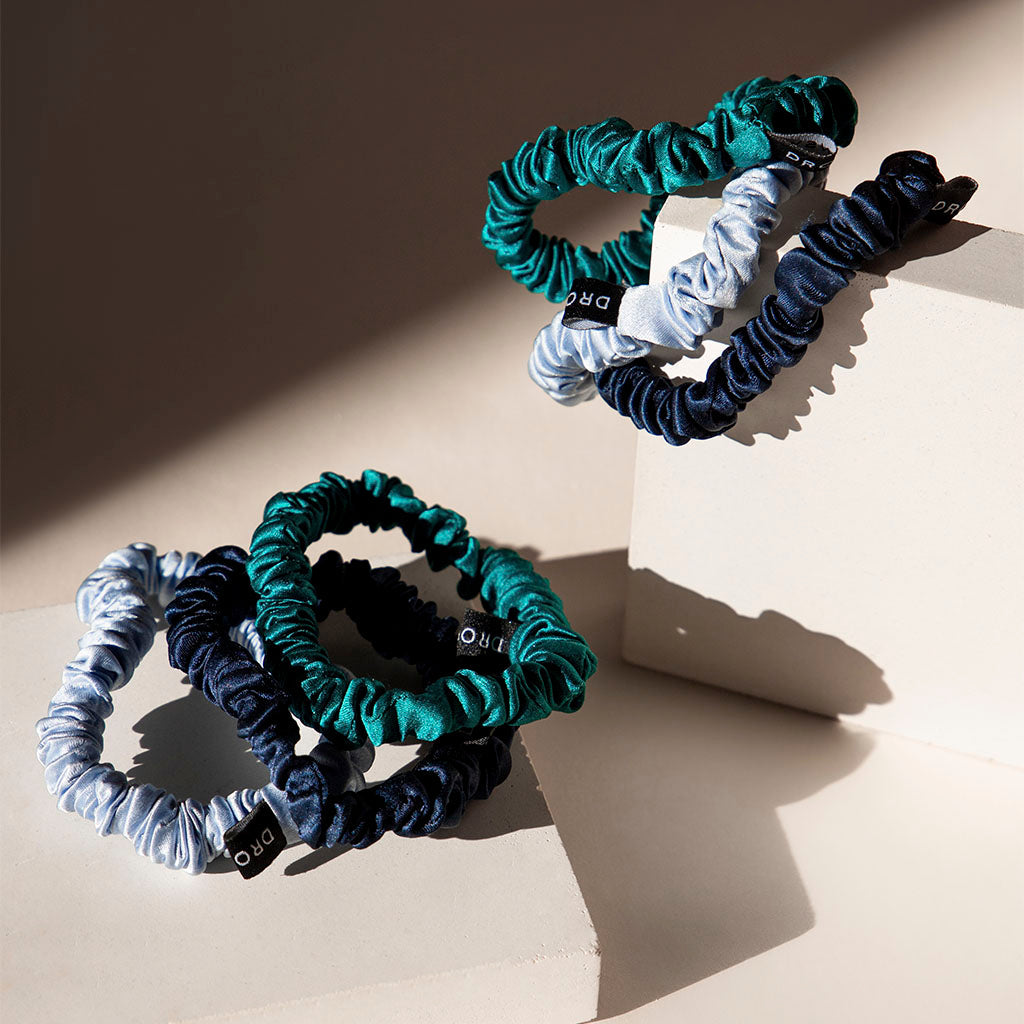 Skinny Scrunchie Set - Blue & Green Shades - Concordia Style Boutique