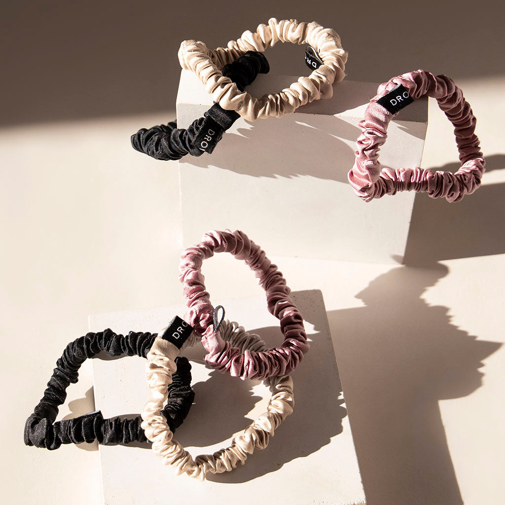 Skinny Scrunchie Set - Rose, Dusty, Black - Concordia Style Boutique