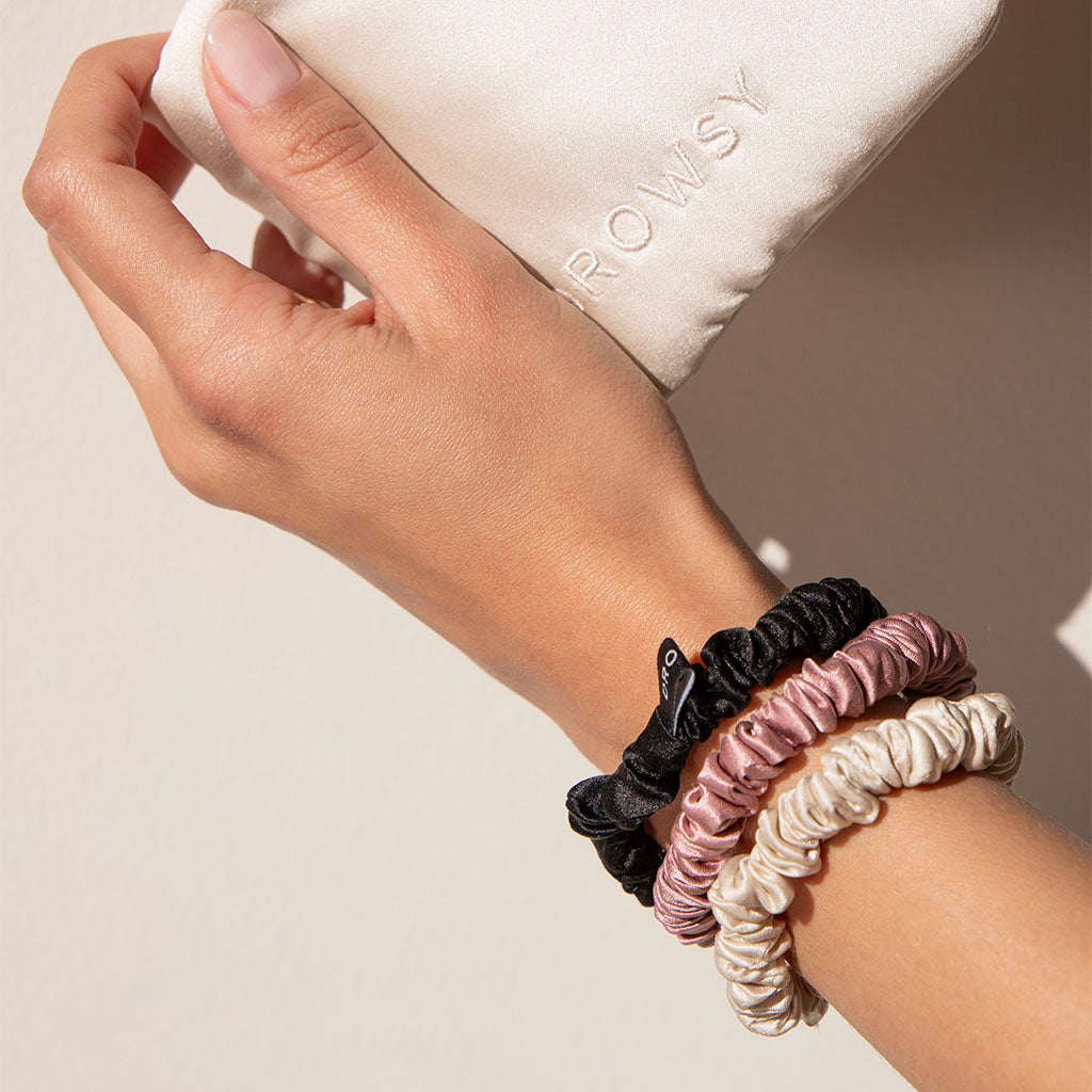 Skinny Scrunchie Set - Rose, Dusty, Black - Concordia Style Boutique