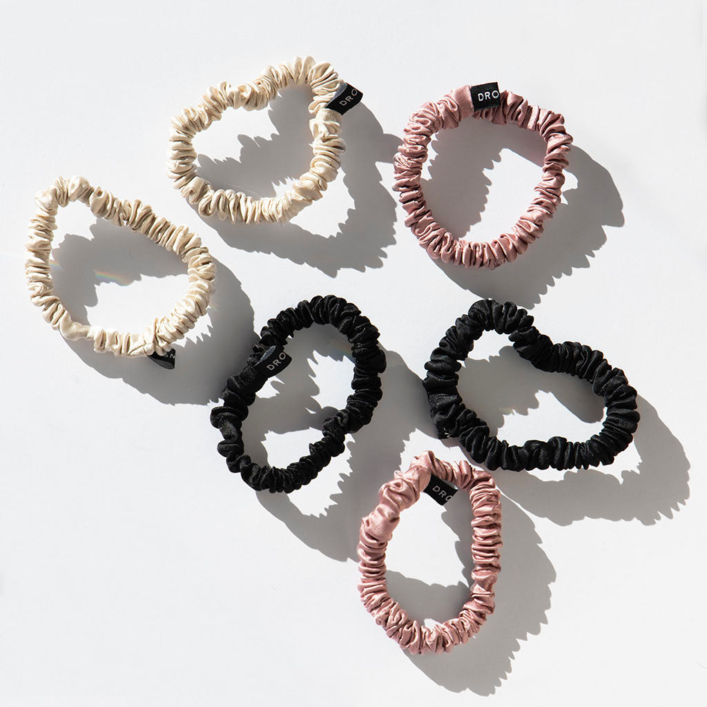Skinny Scrunchie Set - Rose, Dusty, Black - Concordia Style Boutique
