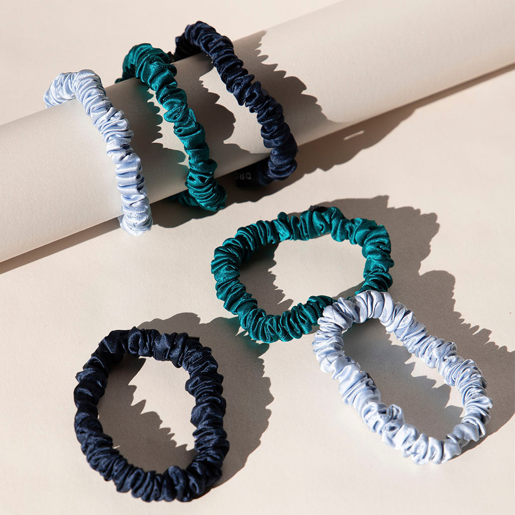 Skinny Scrunchie Set - Blue & Green Shades - Concordia Style Boutique