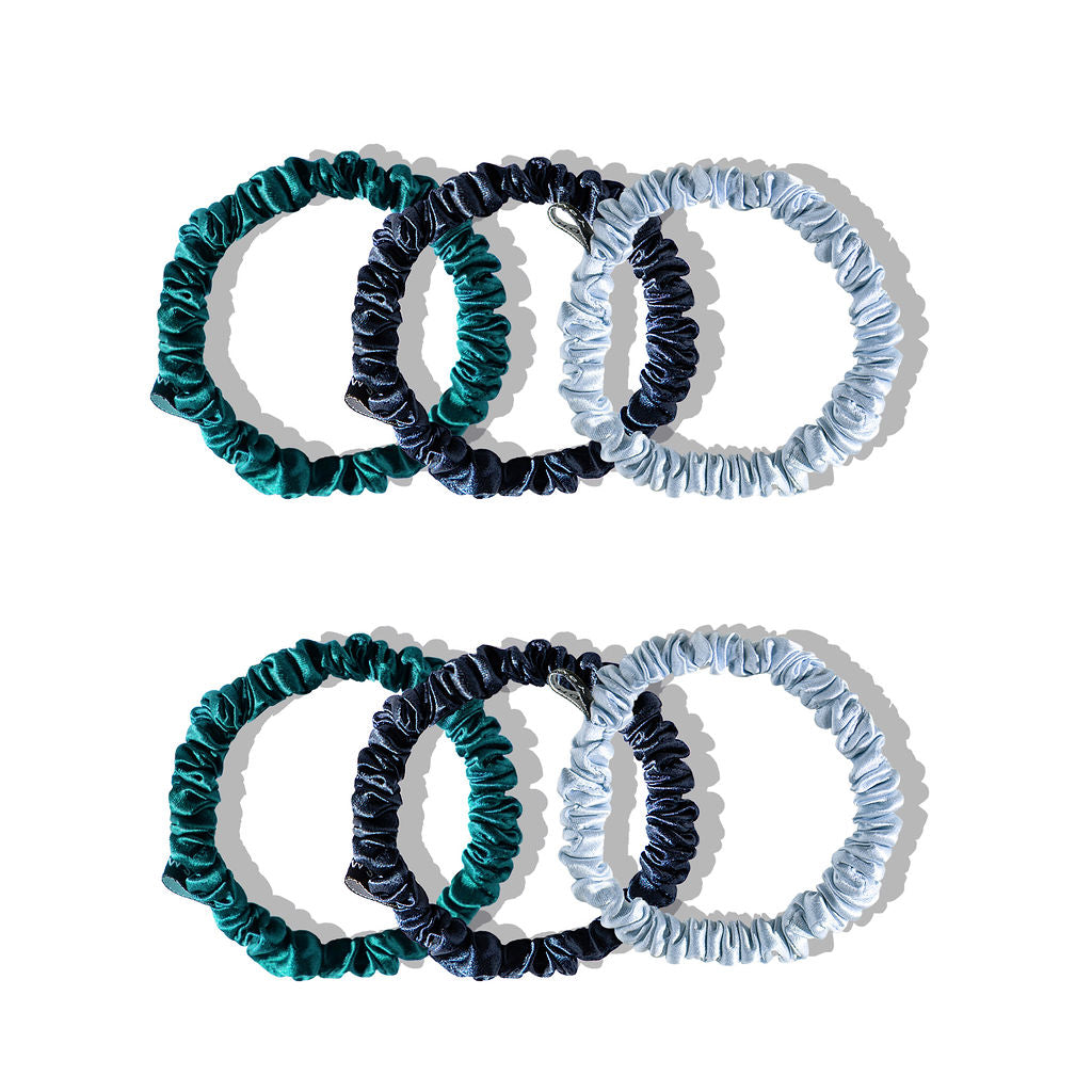Skinny Scrunchie Set - Blue & Green Shades - Concordia Style Boutique