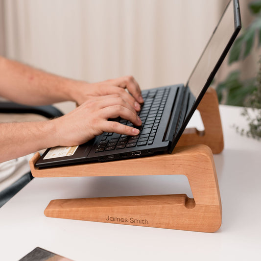 Dual Wooden Laptop Dock – Solid Wood