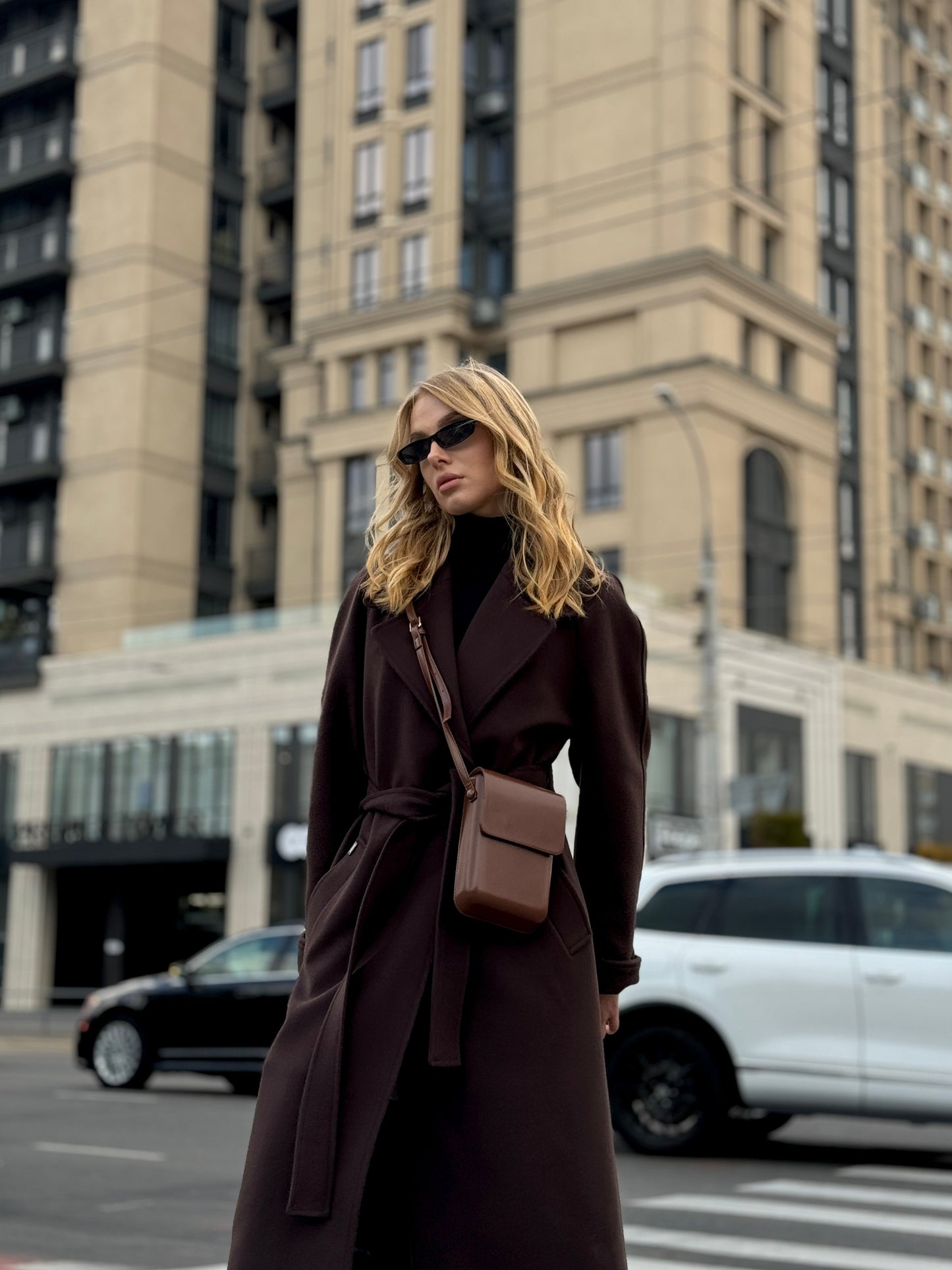 Emily Classic Wool Blend Overcoat in Rich Chocolate