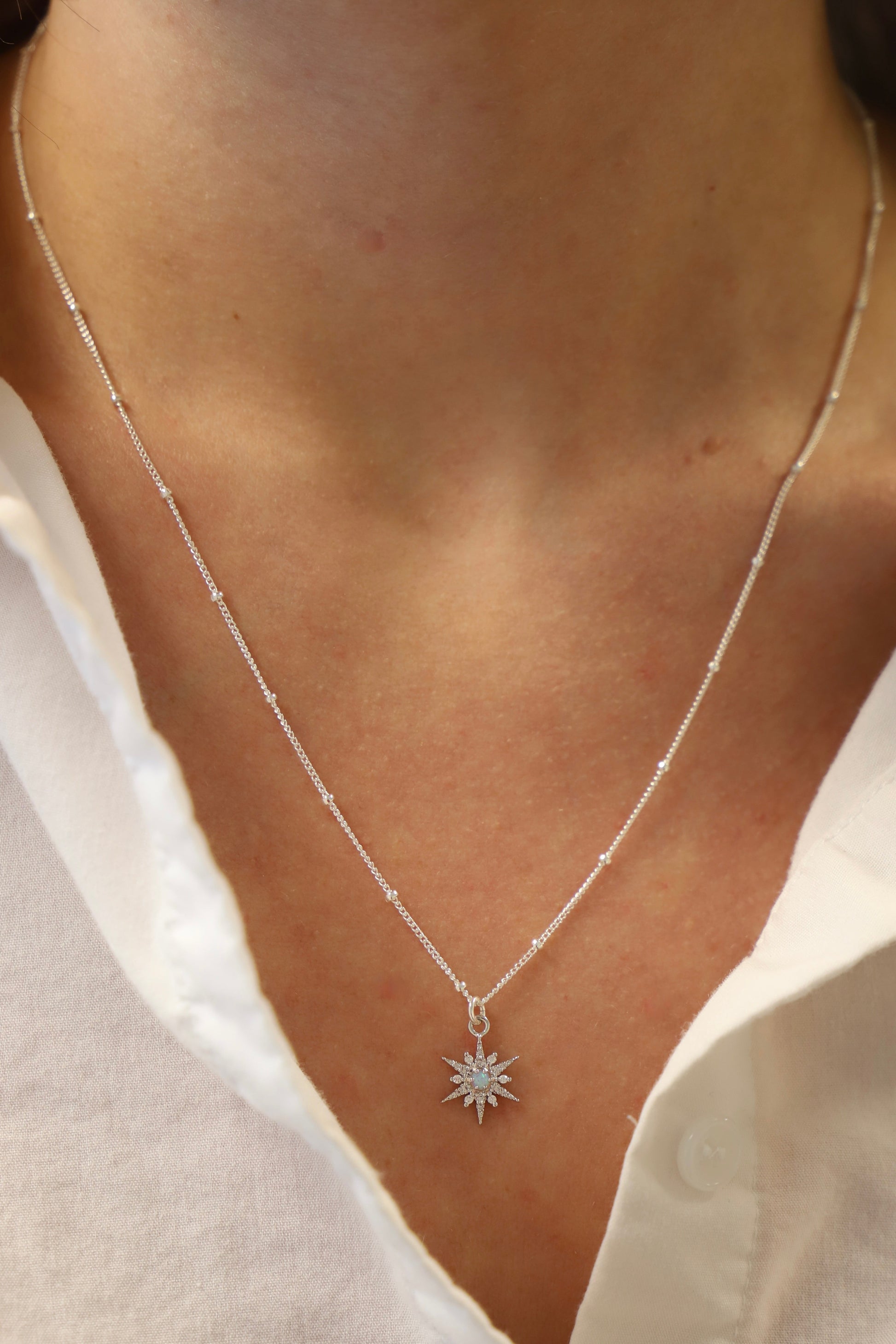 SILVER OPAL STARBURST NECKLACE - Concordia Style Boutique