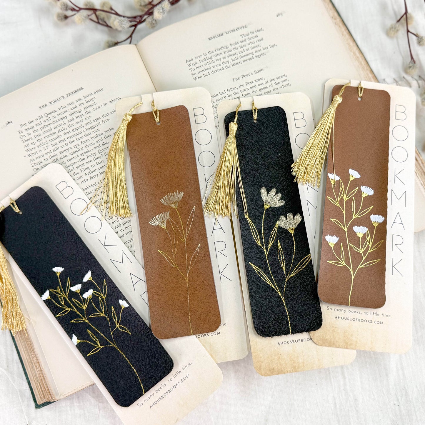 Leather Tassel Bookmarks-Floral - Concordia Style Boutique