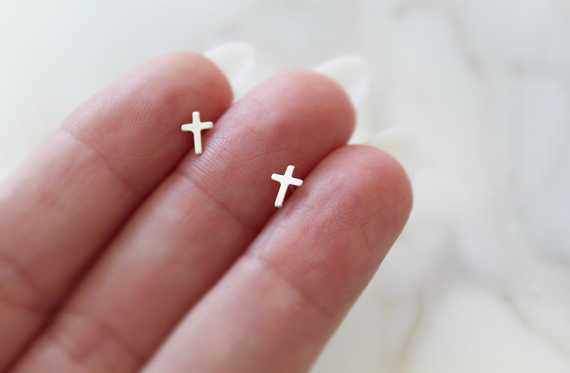 Cross Studs in Sterling Silver