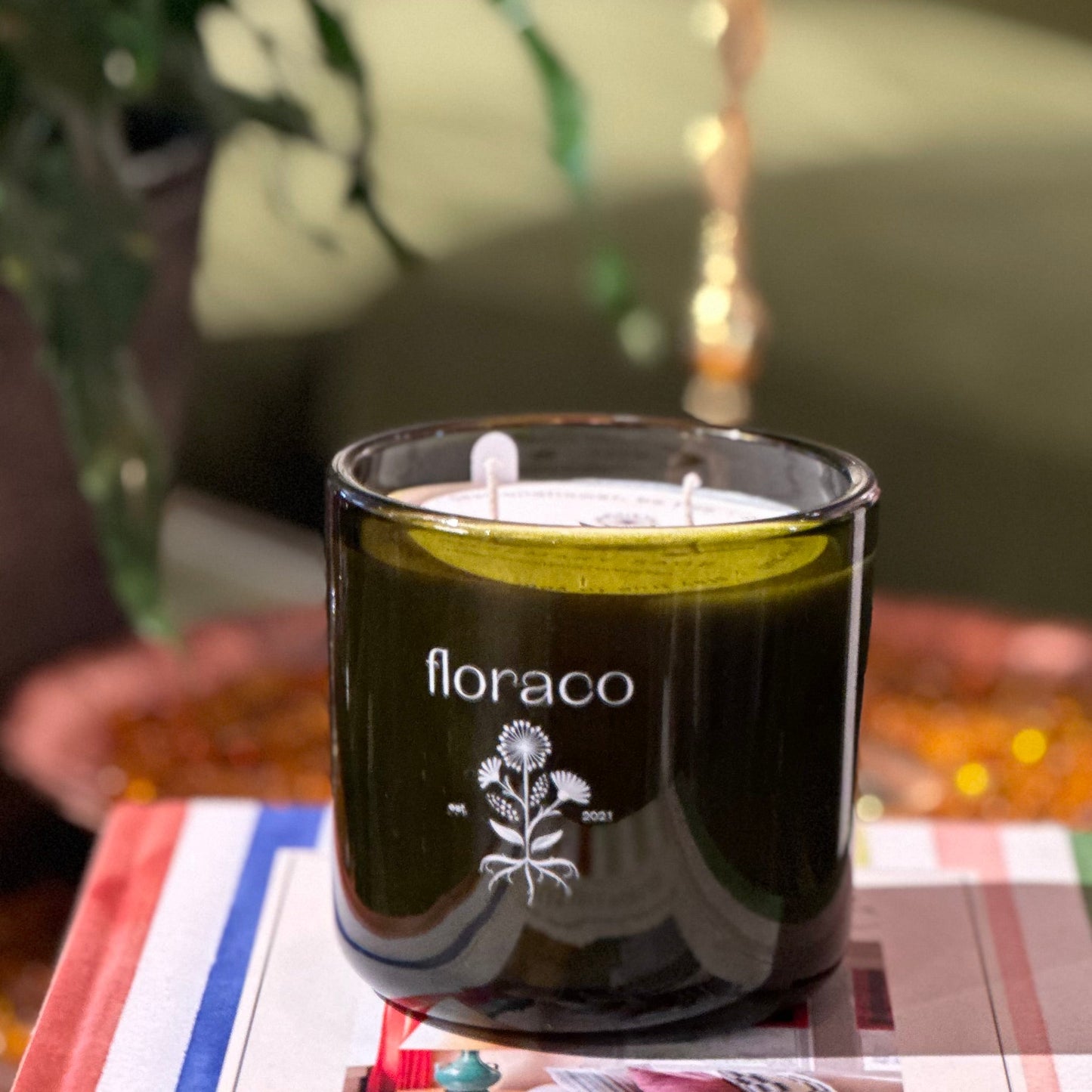 Candle Rosemary Sage, Green Glass: Rosemary, Sage, Eucalyptus and Evergreen Scented