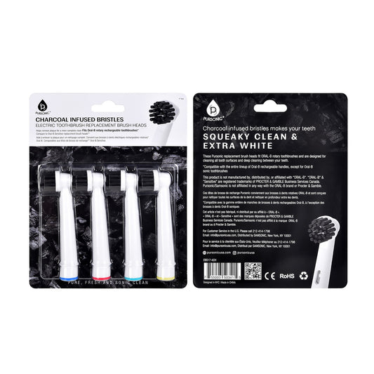 Pursonic Charcoal Infused Bristles Electric Toothbrush Replacement Brush Heads - Concordia Style Boutique