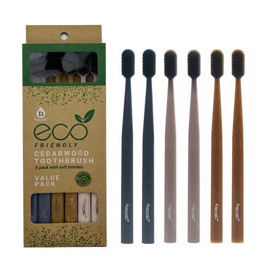 100% Eco-friendly Cedarwood Toothbrushes (6 Pack) - Concordia Style Boutique