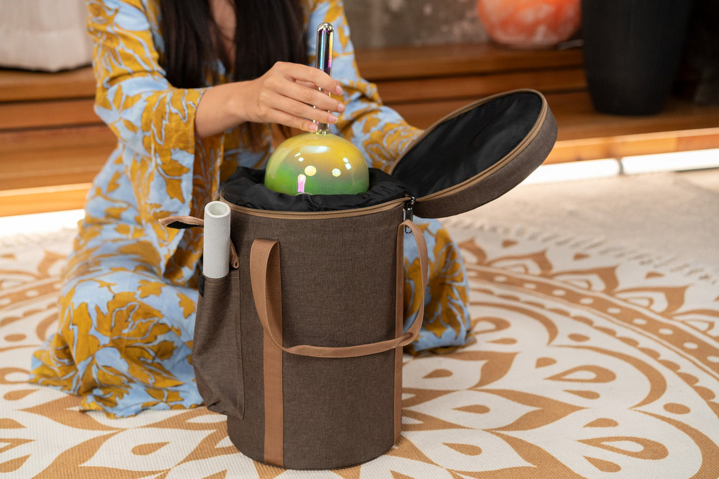 5.75" Essence Solfeggio Crystal Singing Bowl, UT 396 Hz, Olive Green