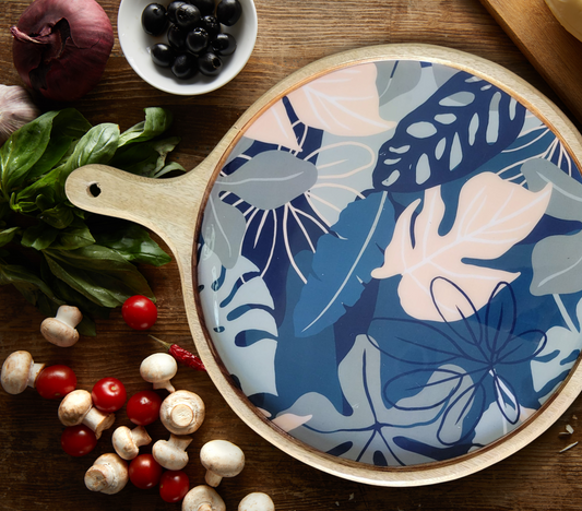 Charcuterie Board Pizza Serving Platter - Floral