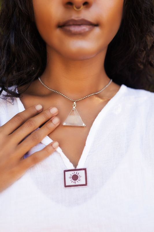 Triangle Vogel Star of David Clear Quartz Pendant