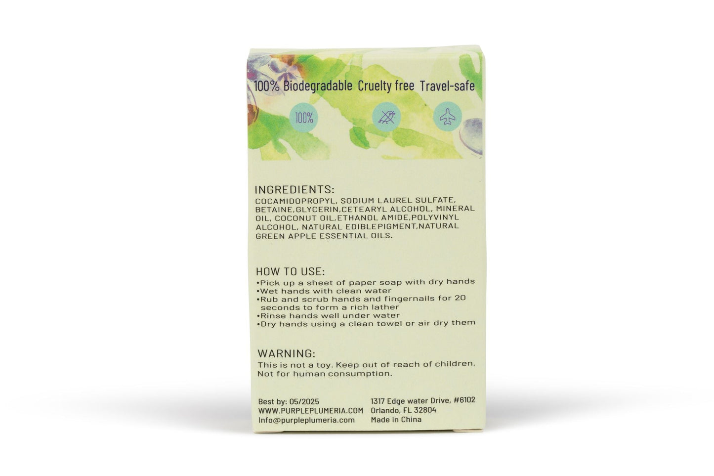 Biodegradable Soap Sheets - Jasmine & Green Apple. Perfect for Camping & Travel