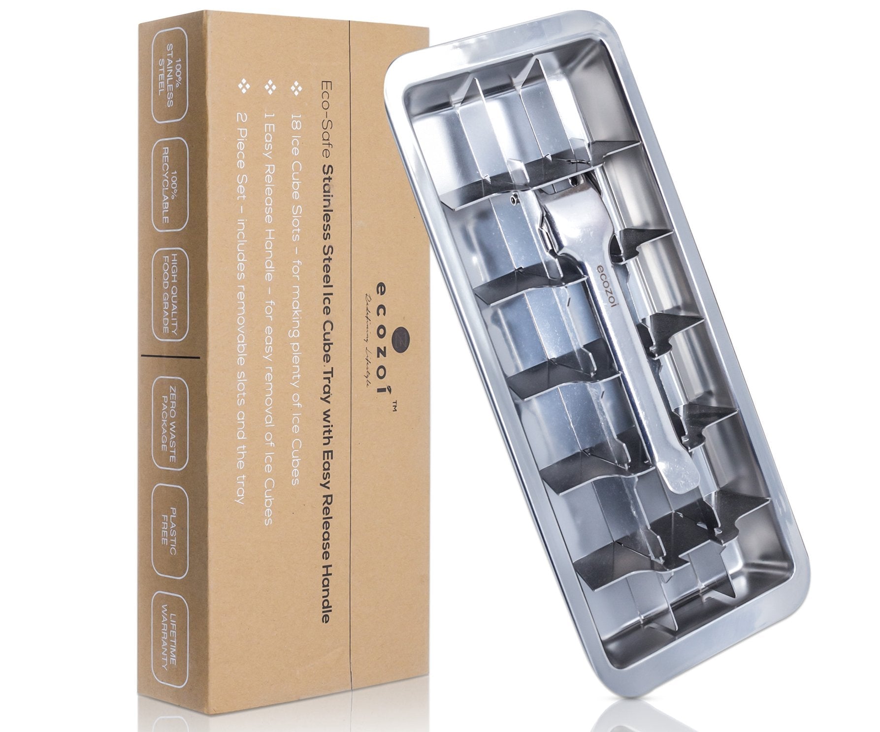 Stainless Steel Ice Cube Tray with Easy Release Handle, Vintage Design - Concordia Style Boutique
