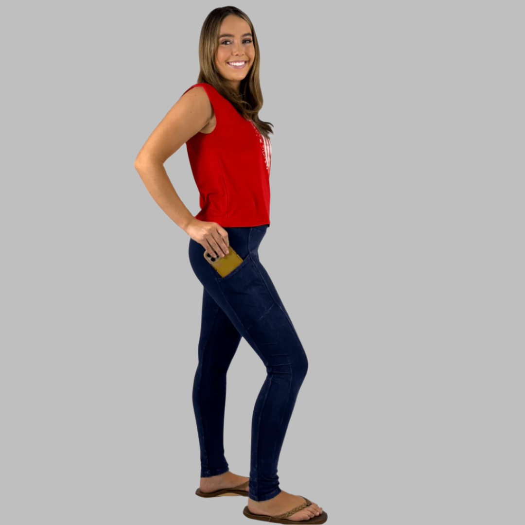 A Perfect Fit Mineral Washed Pocket Leggings Made in USA - Concordia Style Boutique