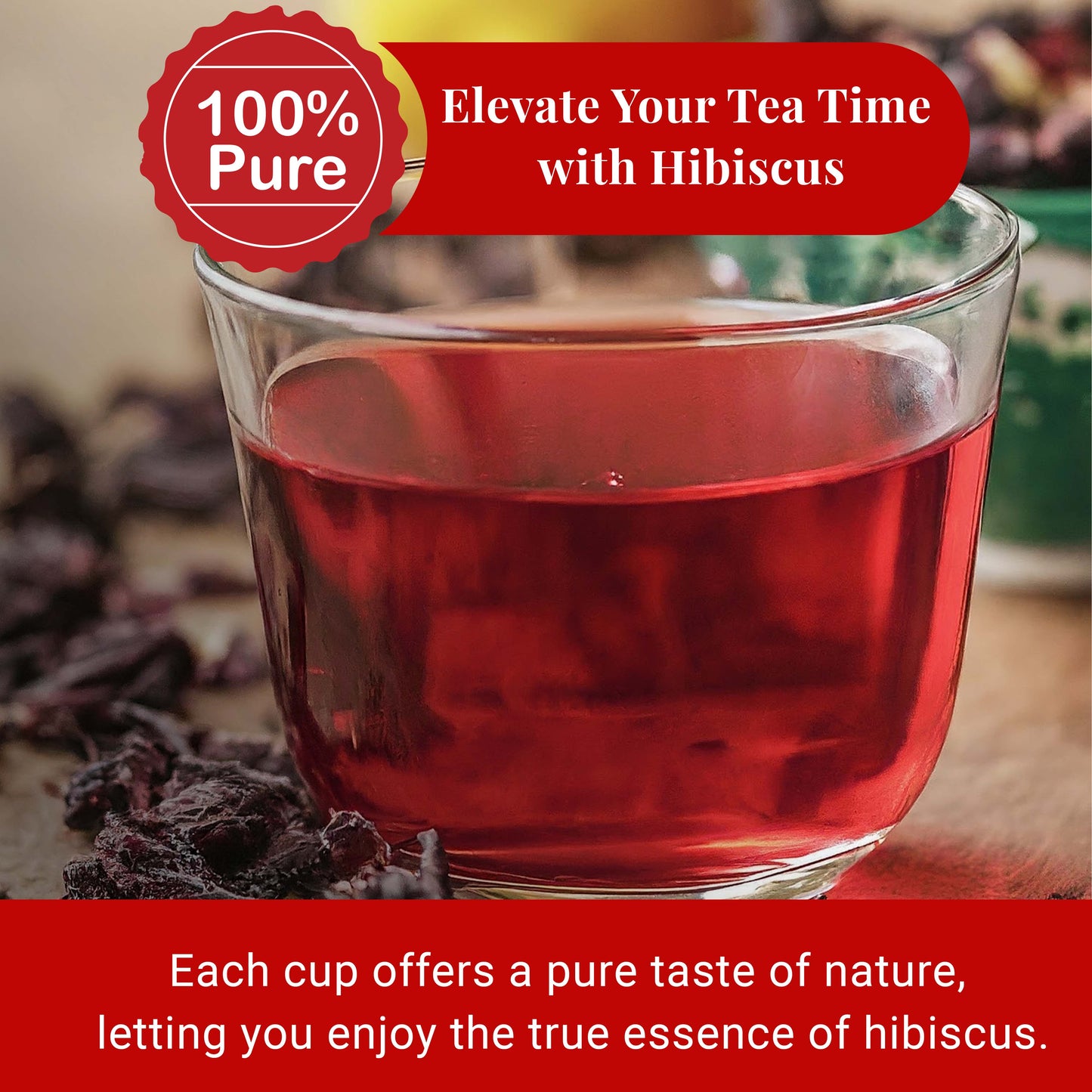 Akshit Hibiscus flowers 2.6 oz  Herbal Tea | Flor de Jamaica tea | Dried Hibiscus | Loose Leaf Tea | Caffeine-Free | Vegan Friendly | Fleurs d'hibiscus bio Akshit