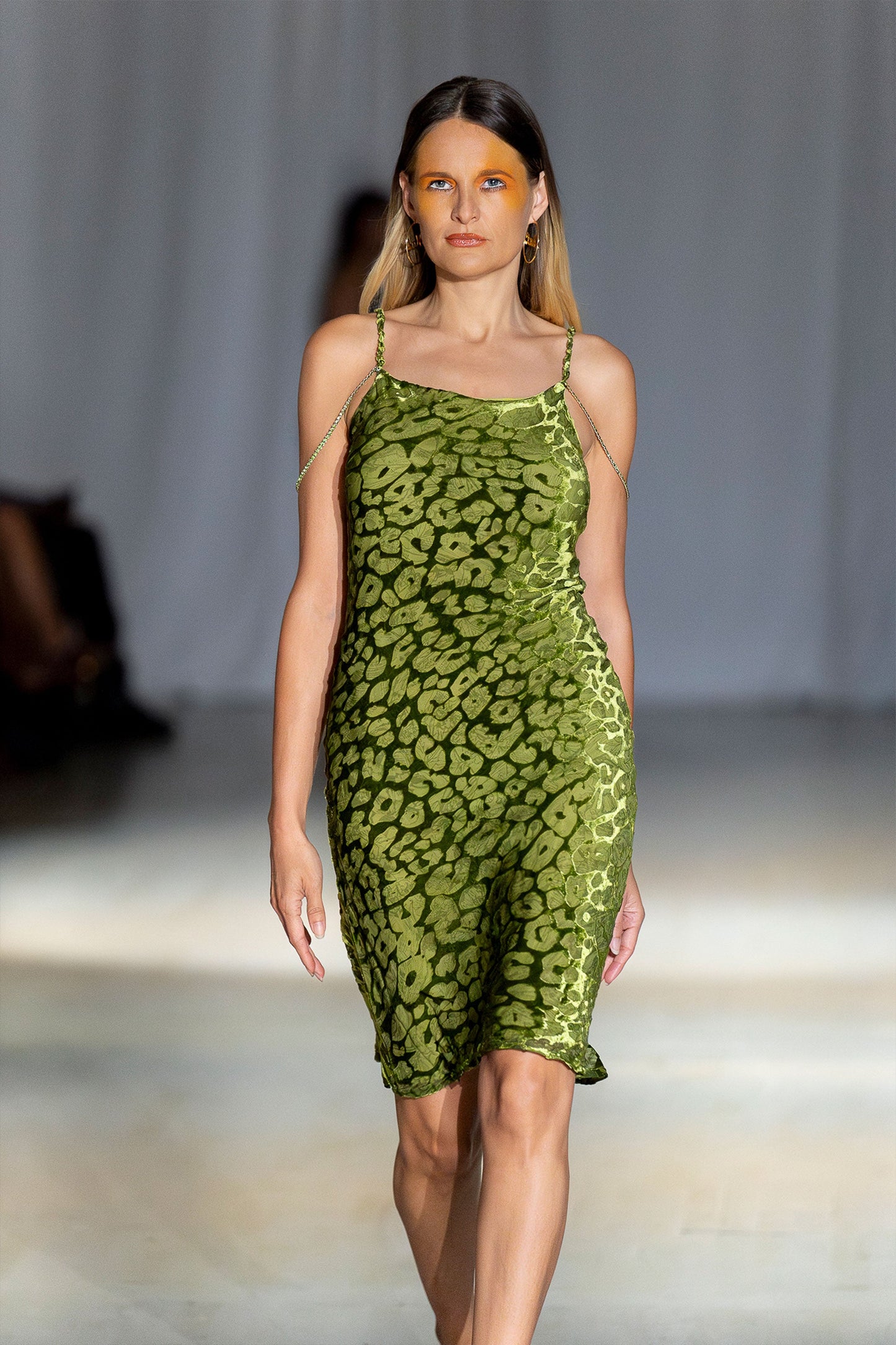 Aliana Silk Leopard Imprint Slip Dress