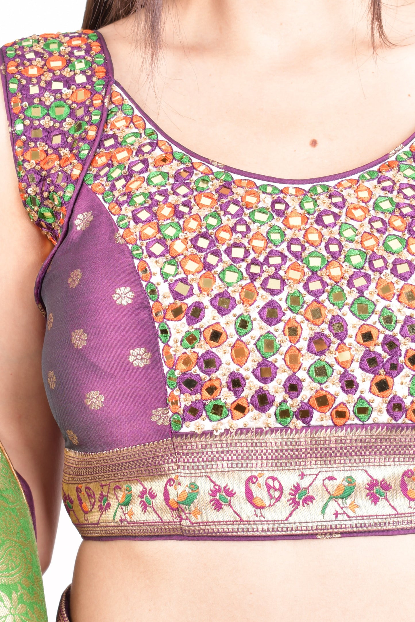 Elina Wine Full Flare Chaniya choli with Hand Embroidered Blouse