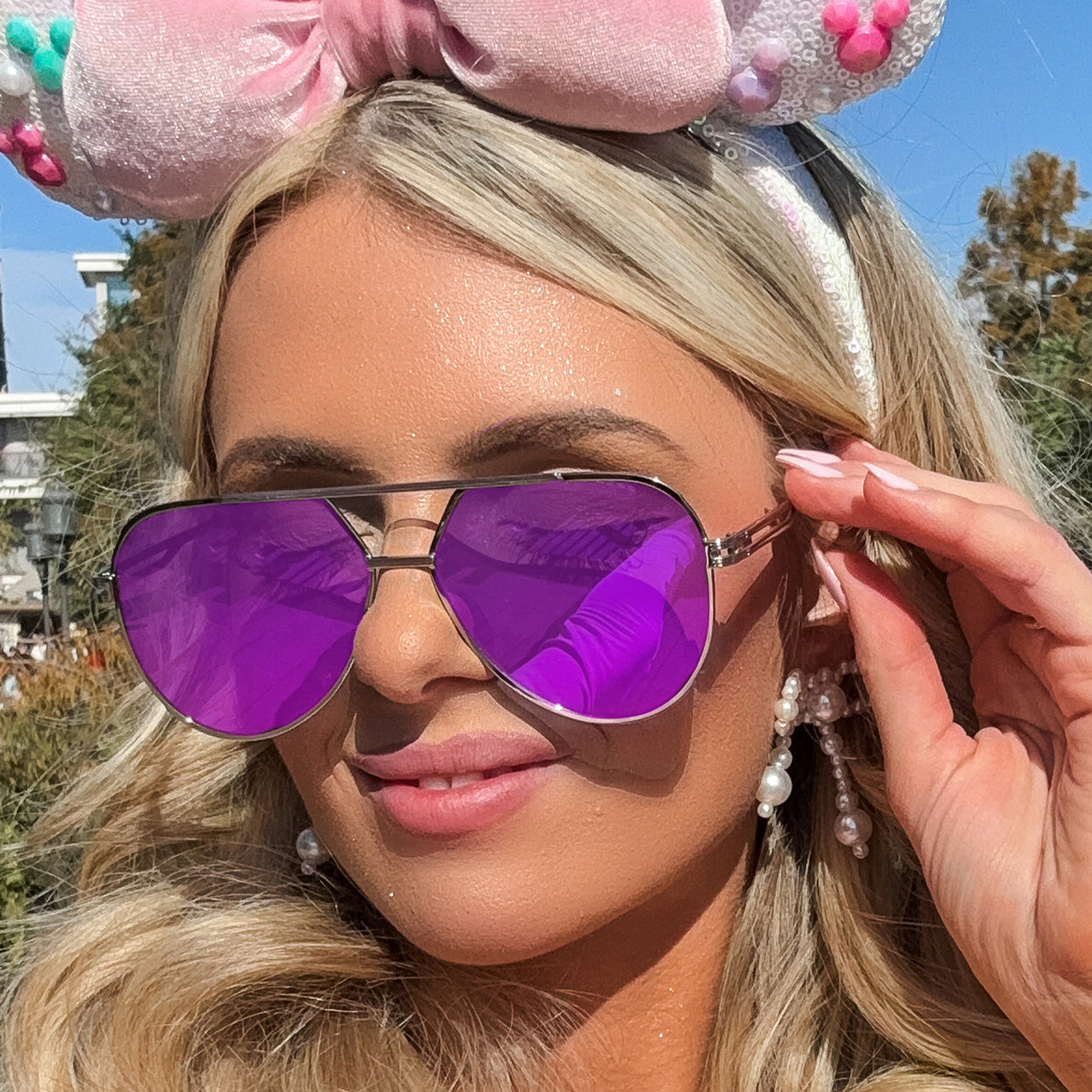 Untangled x Emily- Tangle Free - Mirrored Purple Aviator Sunglasses - Concordia Style Boutique