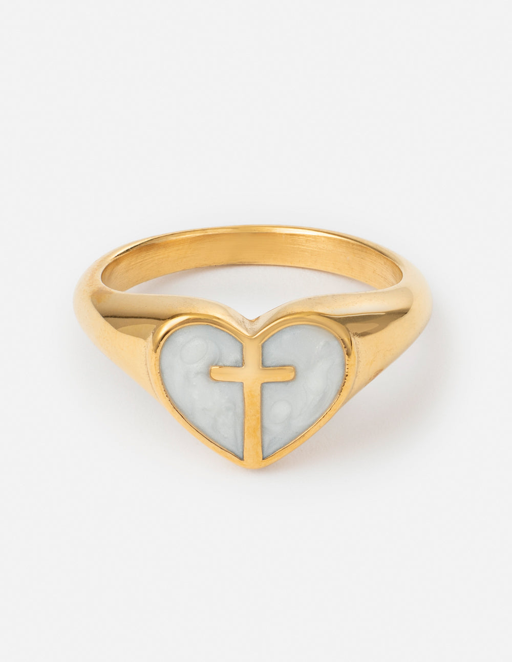 Enamel Heart Cross Ring - Concordia Style Boutique