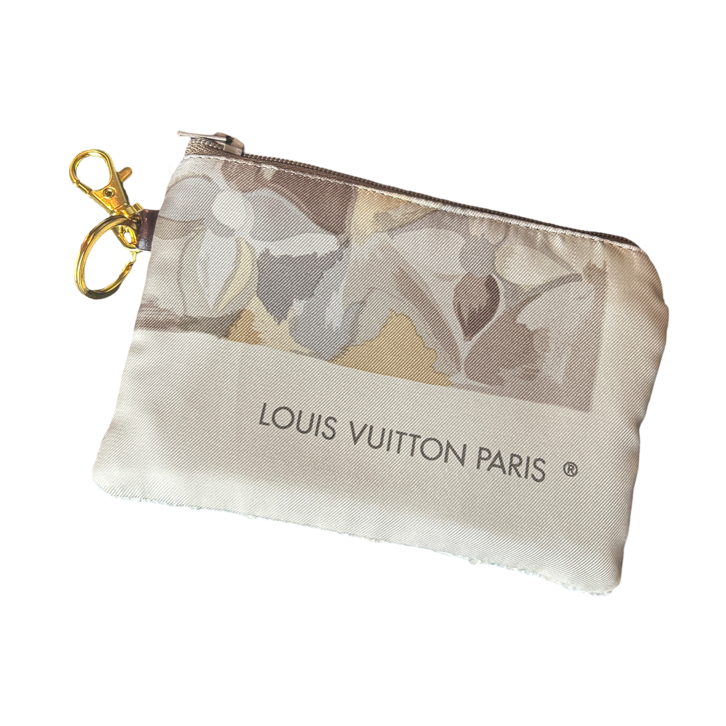 Au Fils du Temps Logo Vintage Silk Scarf Coffee Run Keychain Bag