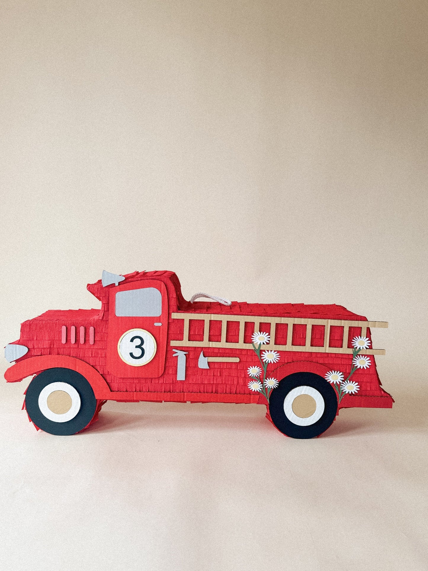 🚒 Heroic Fire Truck Piñata – Handmade Firefighter Party Decoration, Candy Holder
