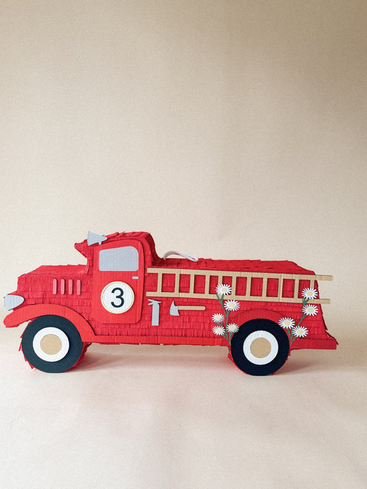 🚒 Heroic Fire Truck Piñata – Handmade Firefighter Party Decoration, Candy Holder