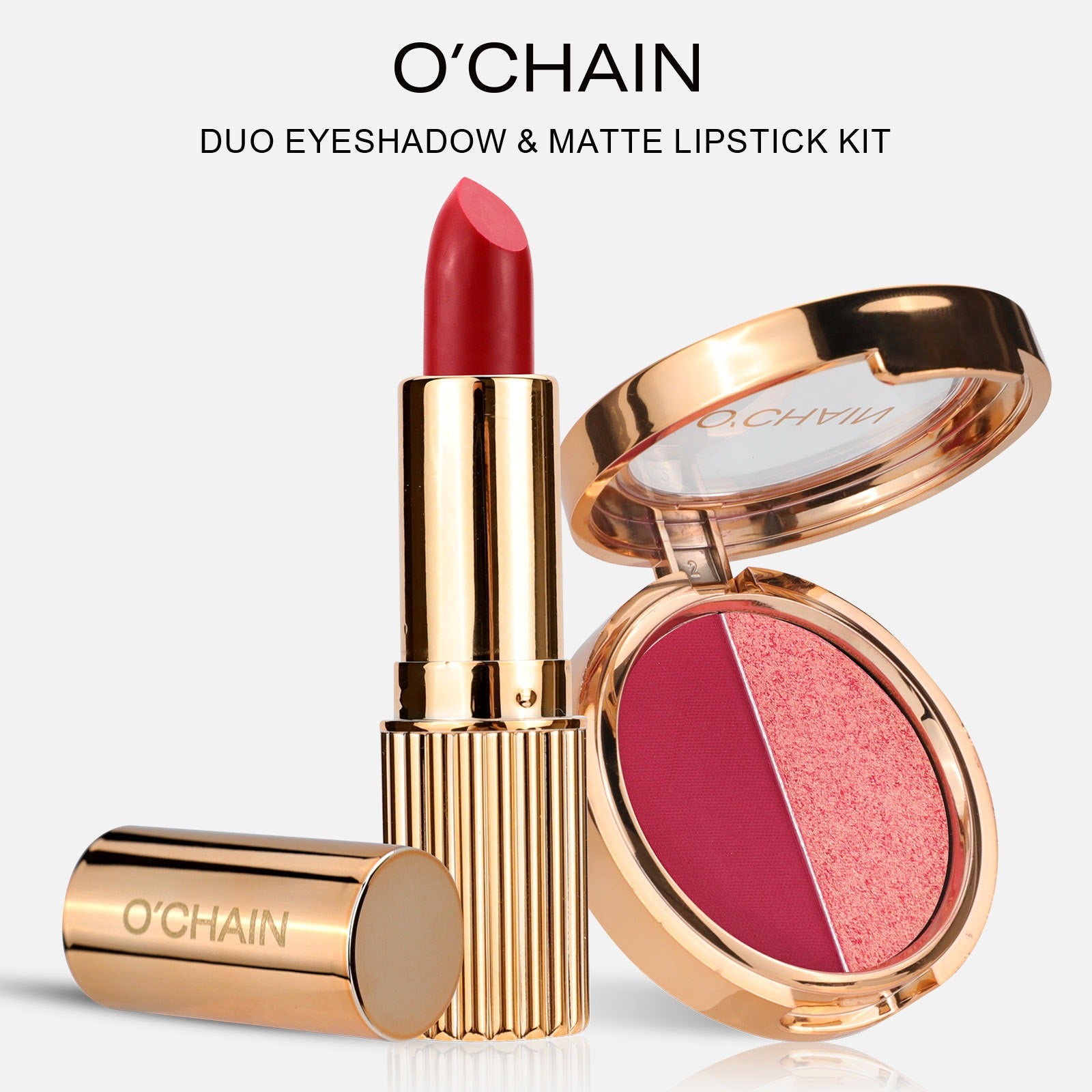 O'CHAIN Pearlescent Two-Color Eyeshadow and Matte Lipstick Set – Long-Lasting, Non-Sticky and Vibrant - Premium eyeshadow from Concordia Style Boutique - Just $12.86! Shop now at Concordia Style Boutique