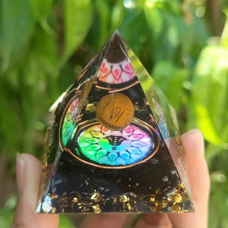 Crystal Ball Pyramid - 5.6.10 cm - Crystal Gravel Gel Drop Resin - Handmade - Concordia Style Boutique
