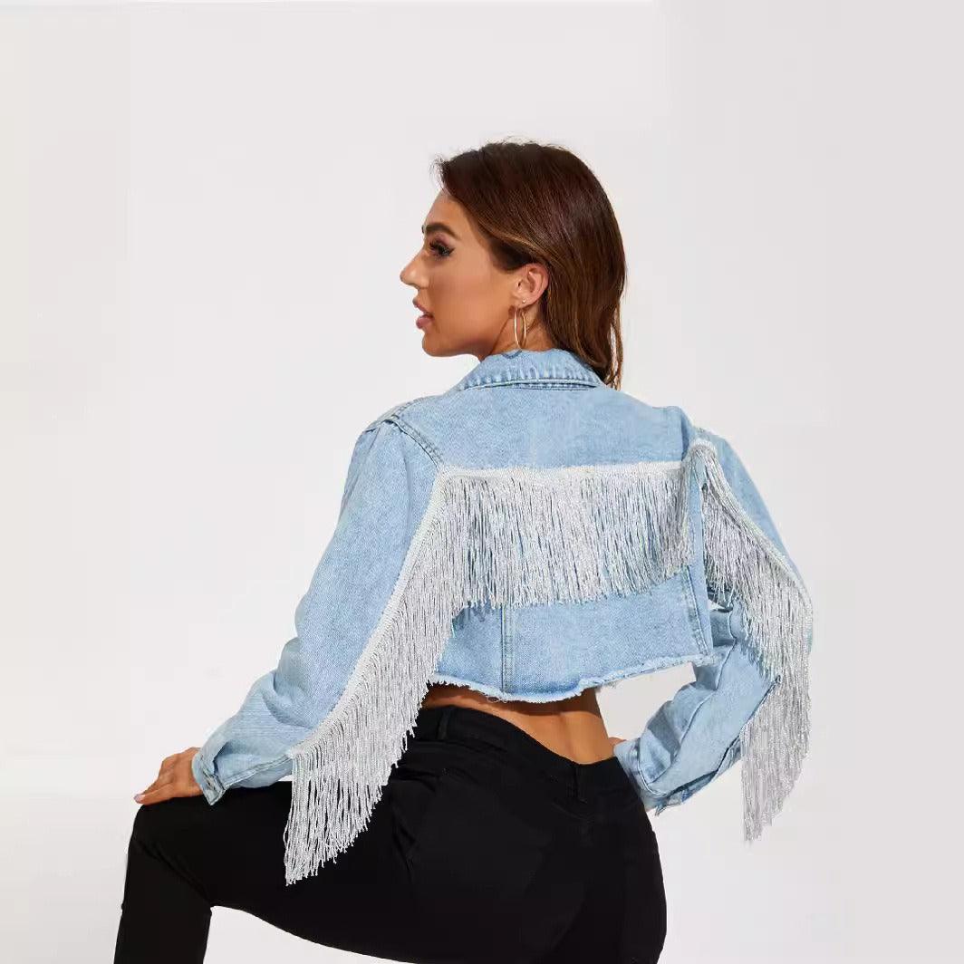 Fringe Rider Short Denim Jacket