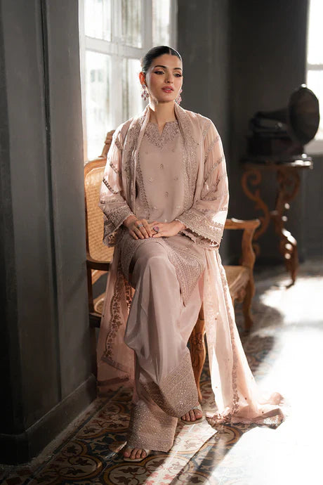 Azure - Faded Rouge 3 Piece Embroidered Chiffon