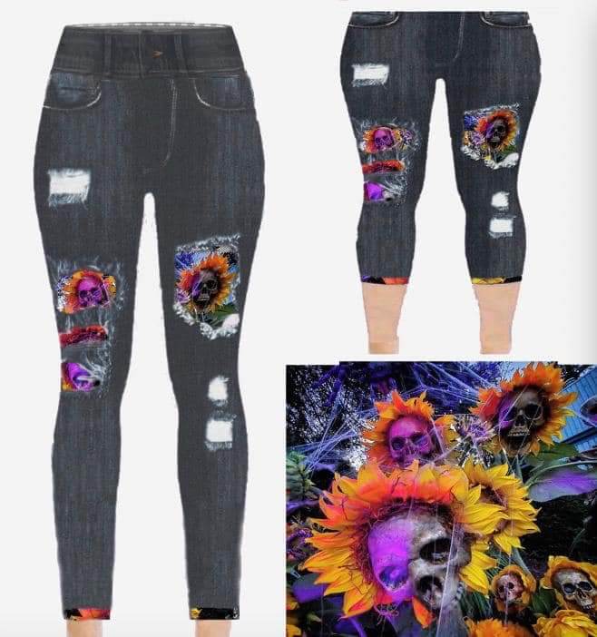 Leggings - Skull Floral (TC) - Concordia Style Boutique