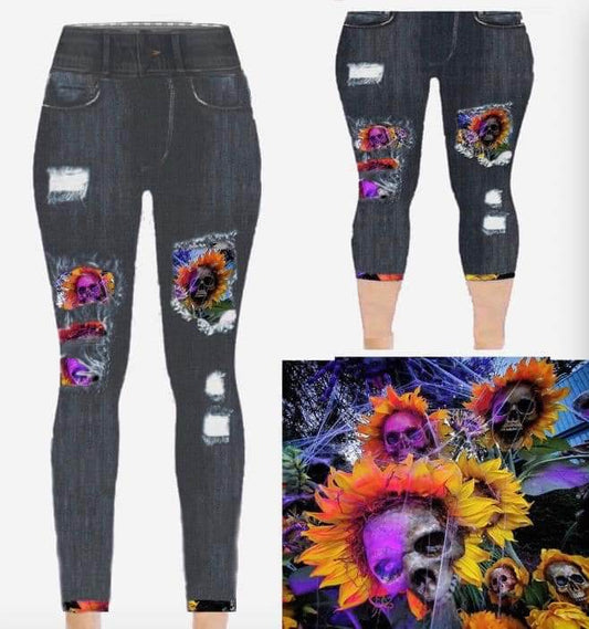 Leggings - Skull Floral (TC) - Concordia Style Boutique