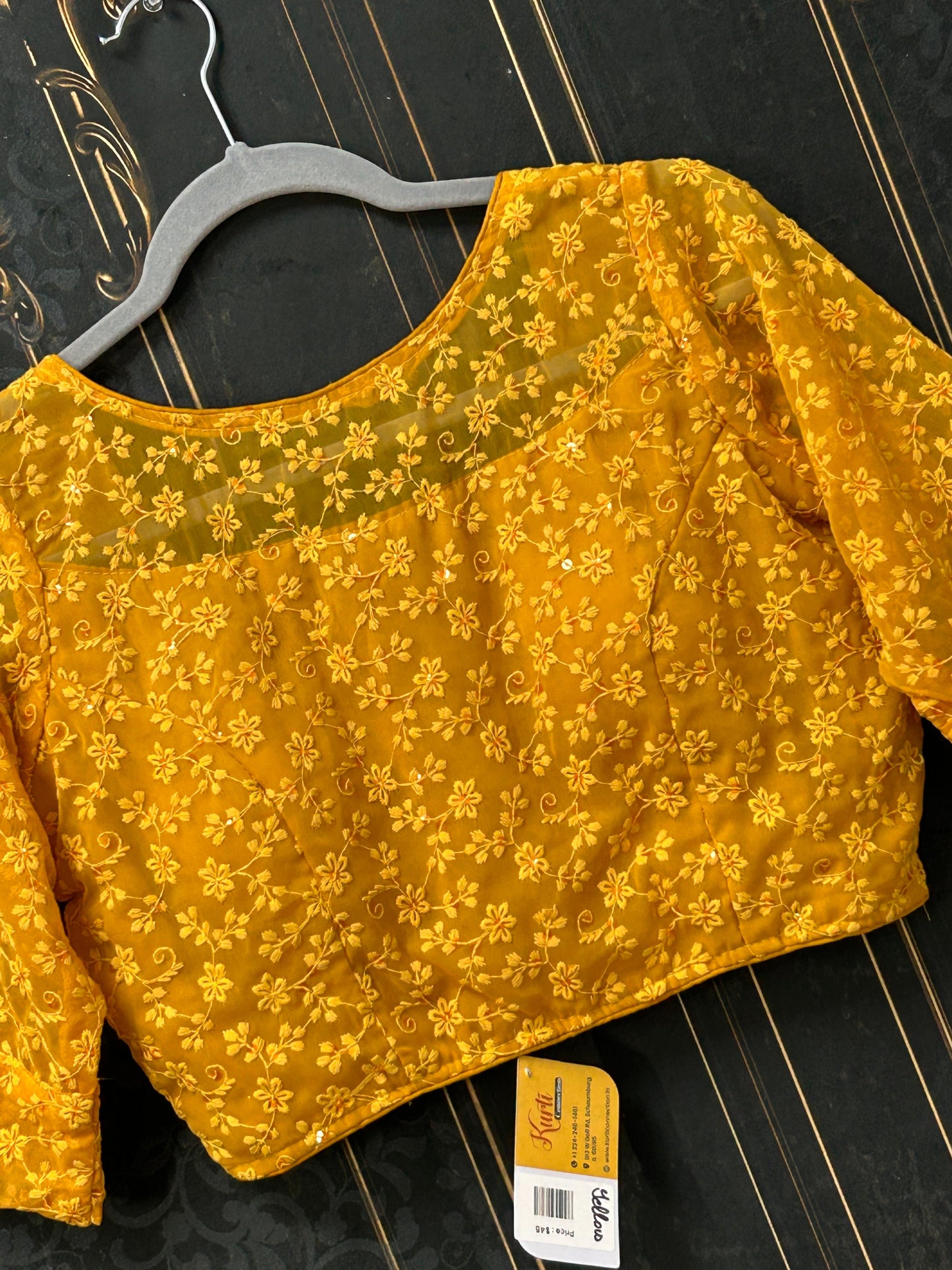 Chikankari blouse : yellow