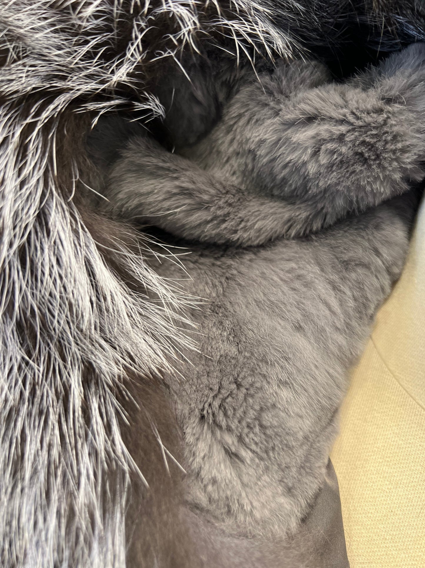 Roma Genuine Silver Fox Fur Rabbit Fur Insulated Parka in Red