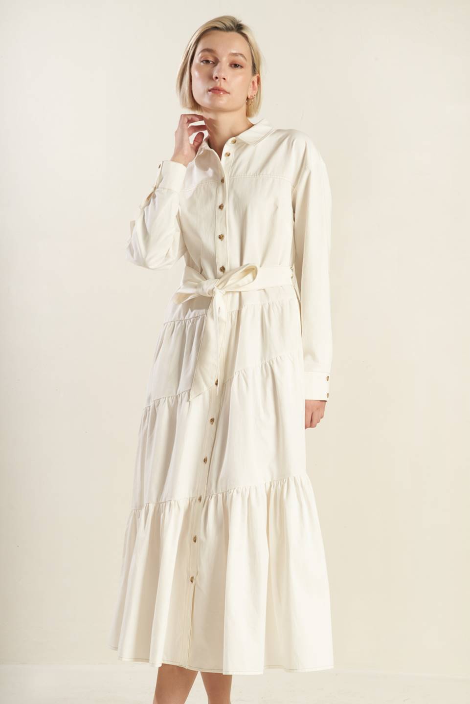 ANYTIME NOW WOVEN TWILL MIDI DRESS - Concordia Style Boutique