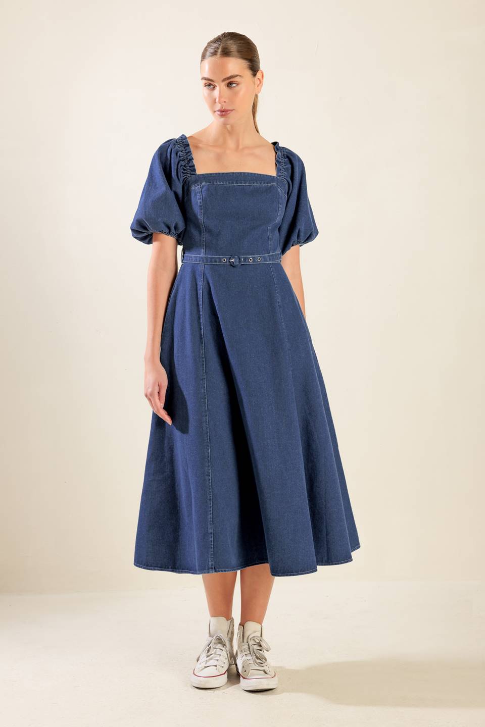 ALL SPRUCED UP DENIM MIDI DRESS - Concordia Style Boutique
