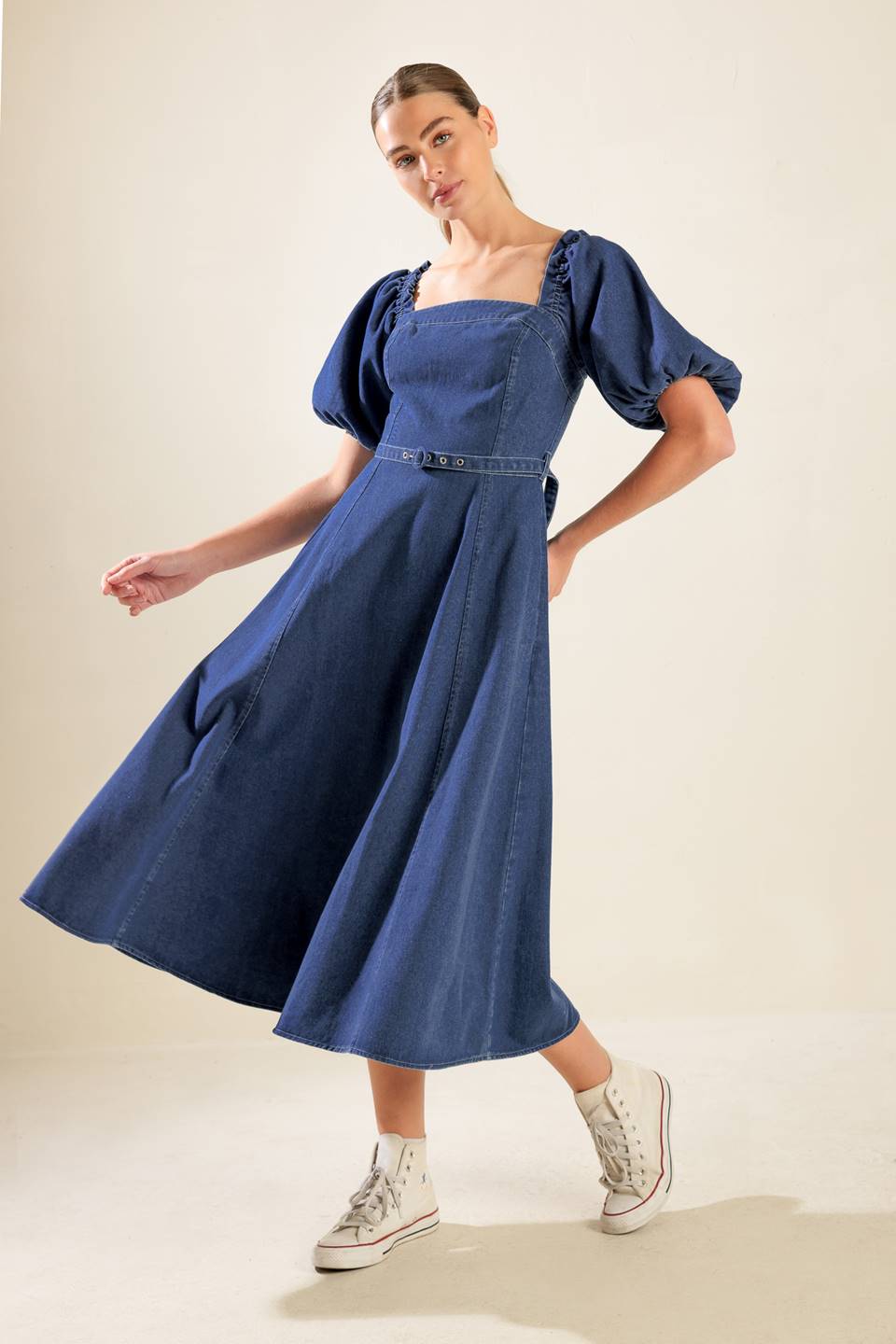 ALL SPRUCED UP DENIM MIDI DRESS - Concordia Style Boutique