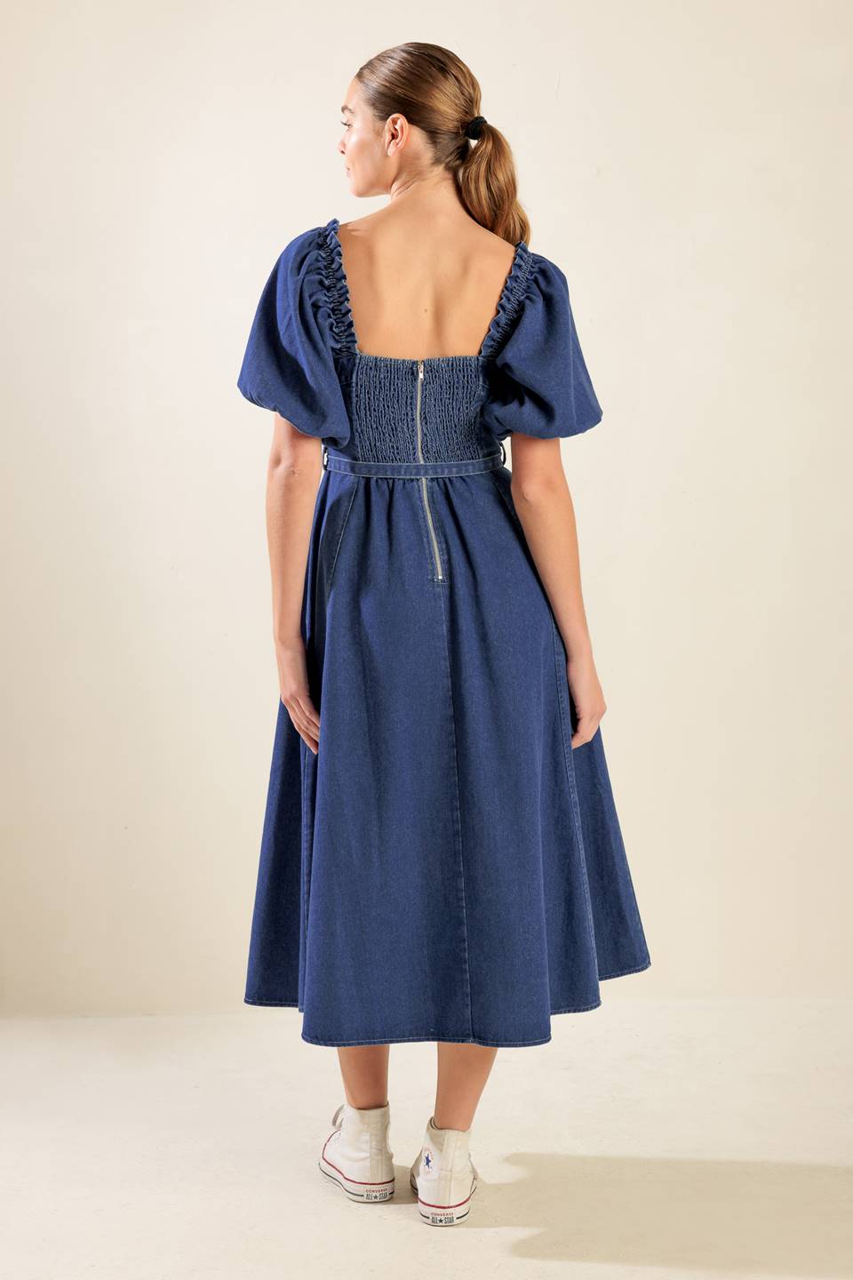 ALL SPRUCED UP DENIM MIDI DRESS - Concordia Style Boutique