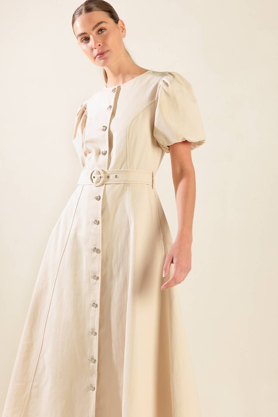 CAPTURED BY THE NIGHT TWILL MIDI DRESS - Concordia Style Boutique