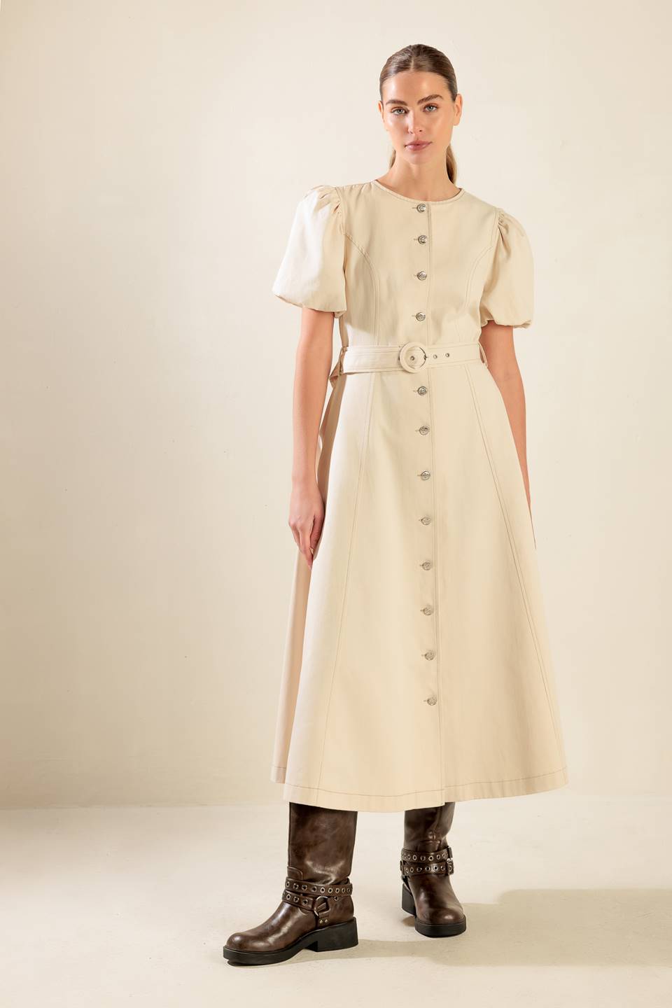 CAPTURED BY THE NIGHT TWILL MIDI DRESS - Concordia Style Boutique